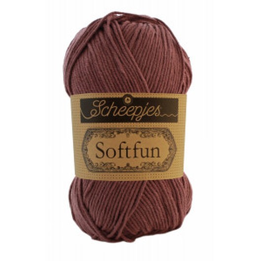 Scheepjes Softfun Garn Unicolor 2624 Rödbrun