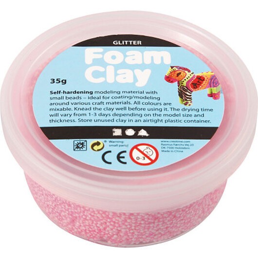 Foam ClayÂ® , glitter, ljusröd, 35 g/ 1 burk