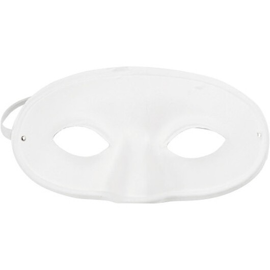 Halvmask, H: 9,5 cm, B: 18,5 cm, vit, 1 st.