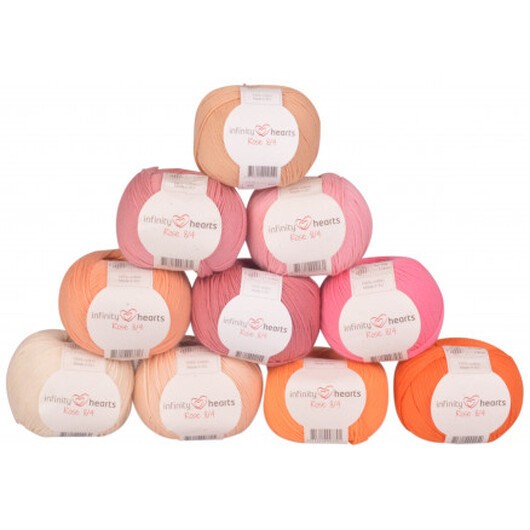 Infinity Hearts Rose 8/4 Garnpaket 21 Orangea och Rosa nyanser - 10 st