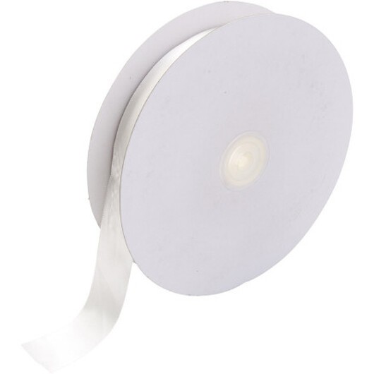 Satinband, B: 25 mm, vit, 50 m/ 1 rl.