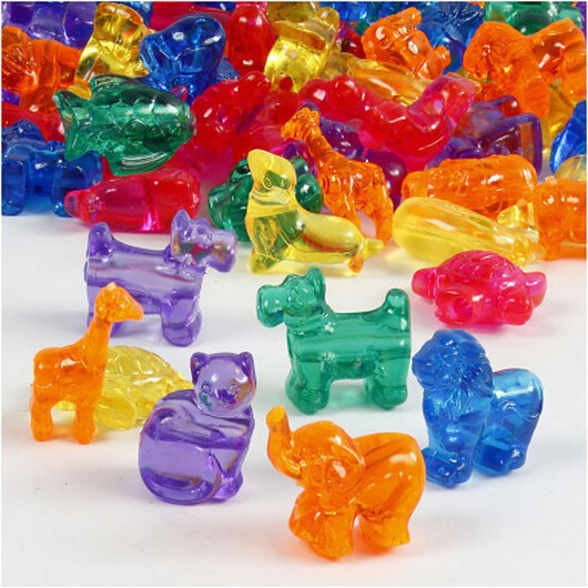 Figurpärlor, stl. 25 mm, Hålstl. 4 mm, ca. 220 st., mixade färger, 700 ml/ 1 burk