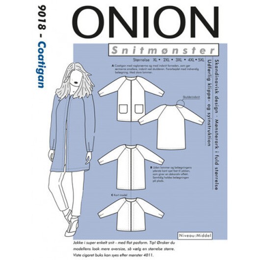 ONION Snittmönster Plus 9018 Coatigan Storlek. XL-5XL