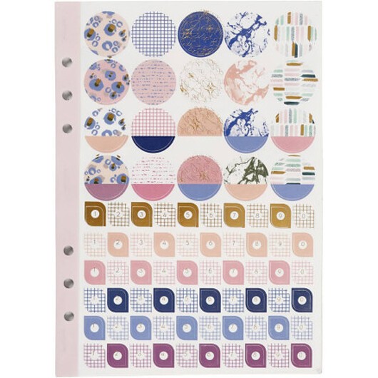 Stickersbok, blommor, A5, guld, lila, rosa, 1 st.