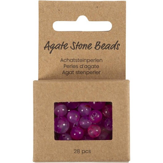 Agat stenpärlor, storlek 1x10, 12x8, 15x6 mm, hålstorlek 0,9-1 mm, rosa, 28 st / 1 pk.