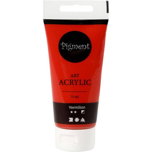 Akrylfärg, halvblank, semi opaque, primärröd, 75 ml/ 1 flaska