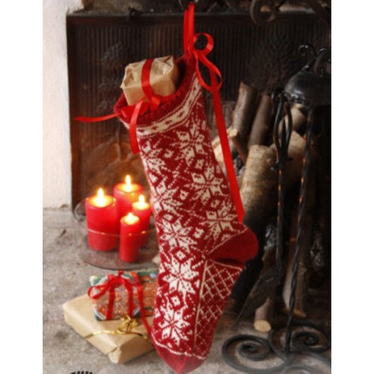 Mr. Kringle's Stocking by DROPS Design - Julstrumpa Stickbeskrivning ft 35x25 cm