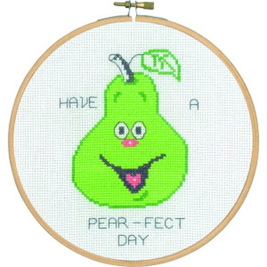 Permin Broderikit Have a Pear-fect Day Ø18