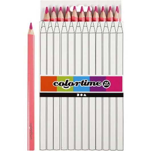 Colortime Färgpennor, L: 17,45 cm, kärna 5 mm, JUMBO, rosa, 12 st./ 1
