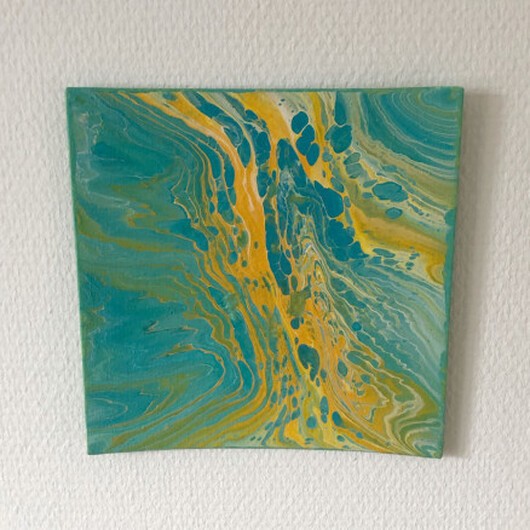 Acrylic Pouring av Rito Krea - Pouring Painting 20x20 cm