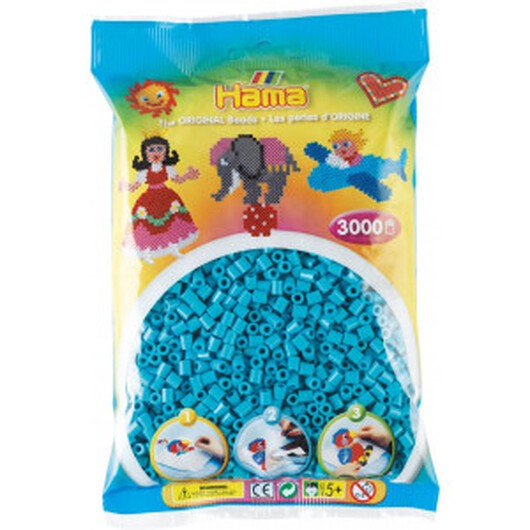 Hama Midi Pärlor 201-49 Azurblå - 3000 st.