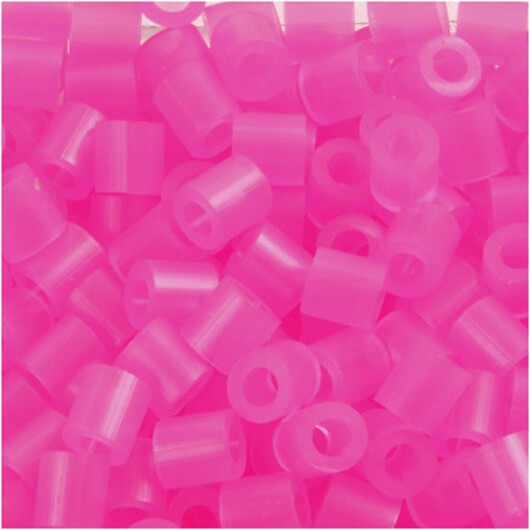Rörpärlor, stl. 5x5 mm, Hålstl. 2,5 mm, medium, rosa neon (32257), 1100 st./ 1 förp.