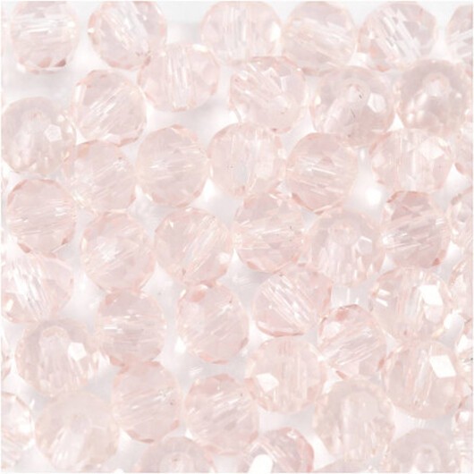 Glaspärlor, diam. 4 mm, hålstorlek 1 mm, ljus Rosa, 45 st / 1 pk.