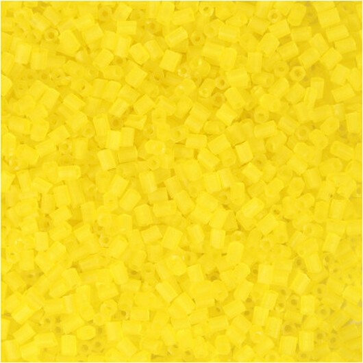Rocaipärlor 2-cut, Dia. 1,7 mm, stl. 15/0, Hålstl. 0,5 mm, transparent gul, 25 g/ 1 förp.