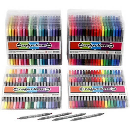 Colortime Dubbeltusch, spets 2,3+3,6 mm, standardfärger, kompletterande färger, 24 förp./ 1 förp.