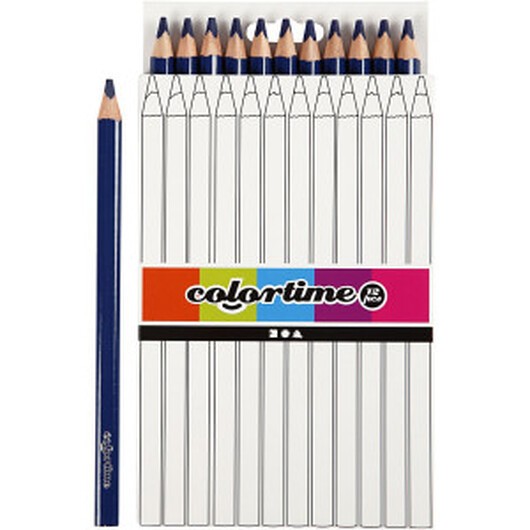 Colortime Färgpennor, L: 17,45 cm, kärna 5 mm, JUMBO, mörkblå, 12 st./