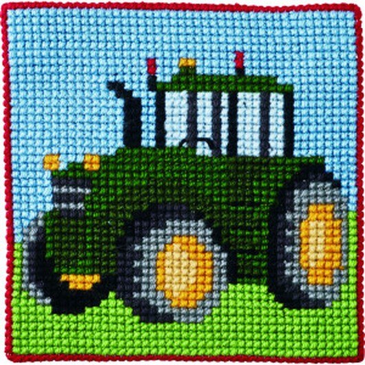 Permin Broderikit Barnstramalj Traktor 25x25cm