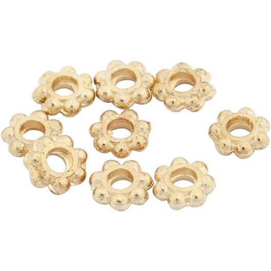 Led-pärla, diam. 6 mm, hålstorlek 2 mm, guldpläterad, 100 st / 1 frp.