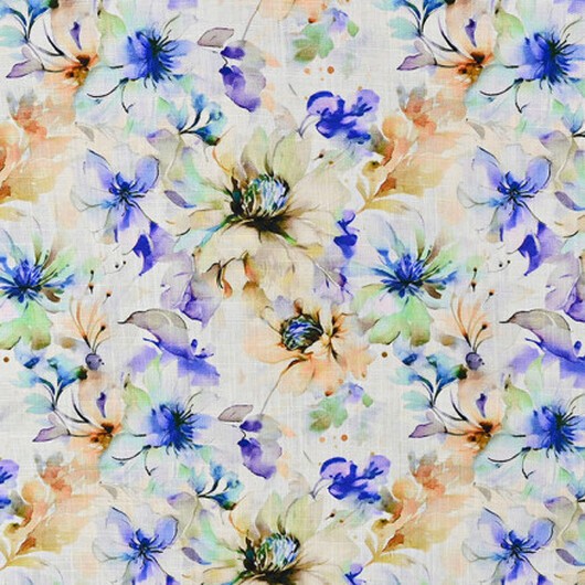 Lin/Viskos Jersey Tyg 2205 Blommor - 50cm