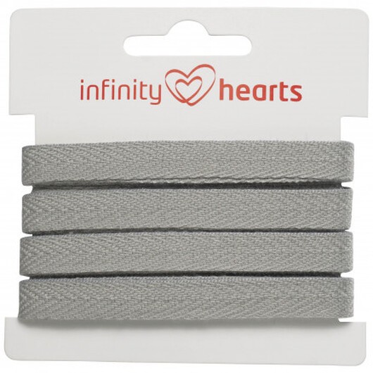 Infinity Hearts Bomullsband Fiskbensvävt 10mm 05 Ljus grå - 5m