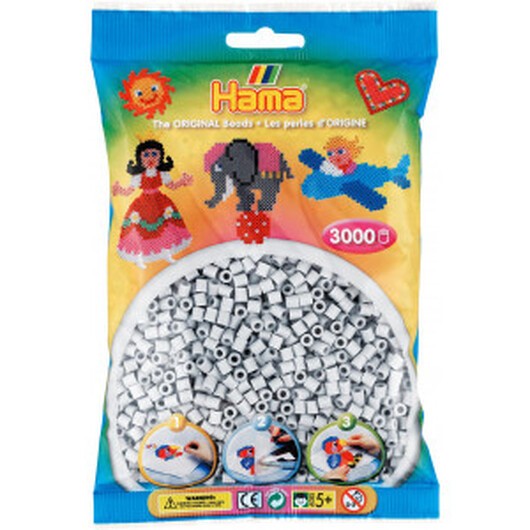 Hama Midi Pärlor 201-70 Ljusgrå - 3000 st.