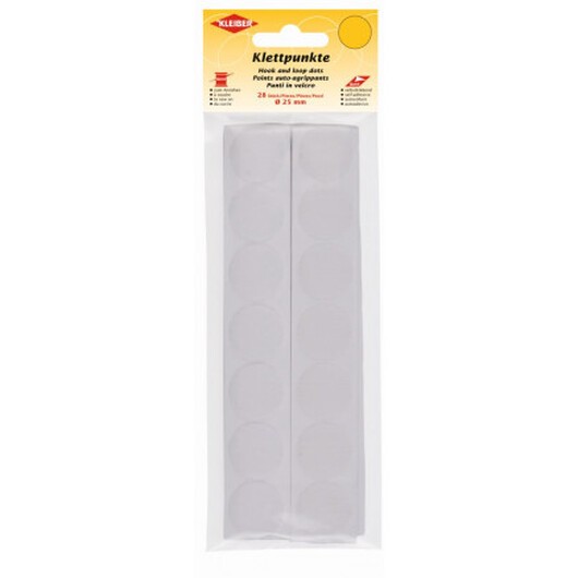 Kleiber Självhäftande Kardborreband Dots Vit Ø25mm - 28 st
