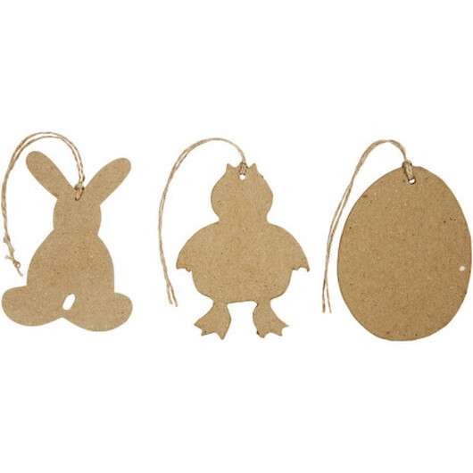 Påskupphängning, hare, kyckling, ägg, H: 10 cm, 6 st / 1 pk.