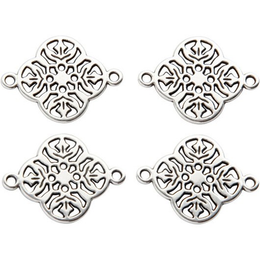 Smyckeshänge, diam. 15 mm, hålstorlek 1,2 mm, silverpläterad, 4 st / 1 frp.