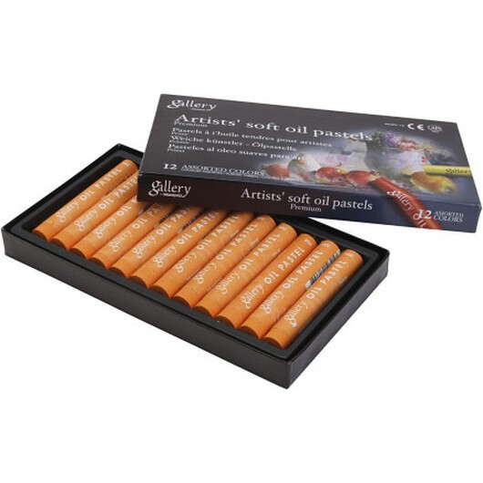 Gallery oljepastellkritor, L: 7 cm, Dia. 11 mm, tjocklek 11 mm, orange, 12 st./ 1 förp.