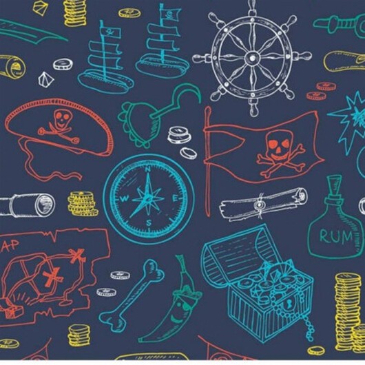 Bomullsjersey Print Tyg 150cm 001 Pirater - 50cm