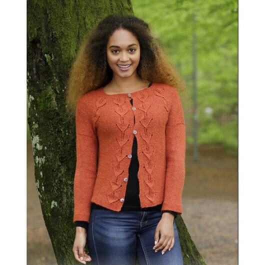 Autumn Vines Cardigan by DROPS Design - Jacka Stickmönster strl. S - XXXL