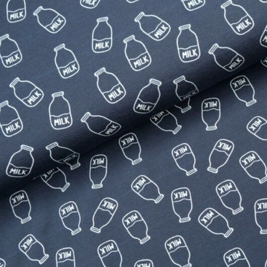 Bomullsjersey Print Tyg 150cm 001 Mjölk - 50cm