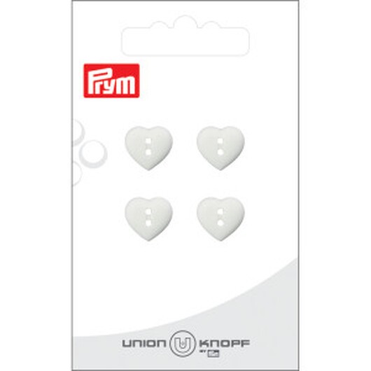 Prym Plastknapp Hjärta Vit 12mm - 4 st.