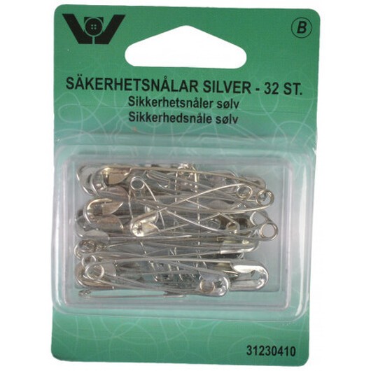 Säkerhetsnålar Silver Ass. storlekar - 32 st.