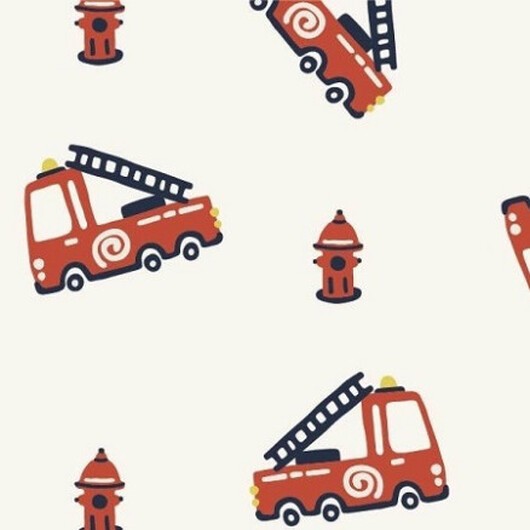 Bomullsjersey Print Tyg 150 cm 002 Brandbil - 50 cm
