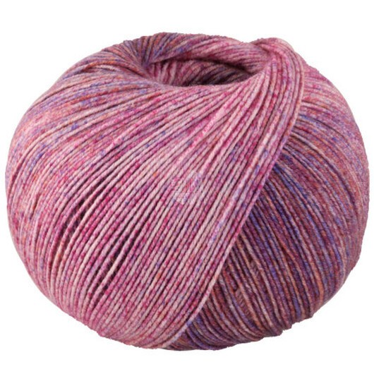 Lana Grossa Meilenweit 100 Merino Extrafine Shades Garn 7224 Rosa/Rosa/Ocherry Yellow/Blue Violet/Dark Red