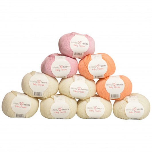 Infinity Hearts Baby Merino Garnpaket 21 Baby Rosa och Orange - 10 st