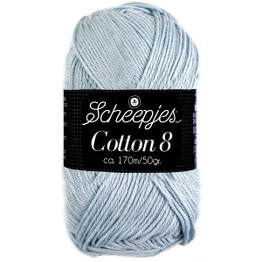 Scheepjes Cotton 8 Garn Unicolor 652 Ljus Jeansblå