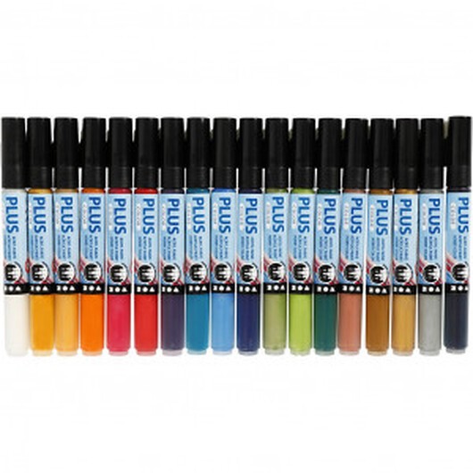 Plus Color Tusch, mixade färger, 5,5 ml, L: 14,5 cm, spets 1-2 mm, 18