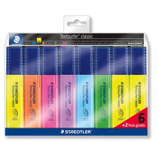 Staedtler Textsurfer Classic Ãverstrykningspennor Limited Edition Ass. färger 1-5 mm - 8 st.