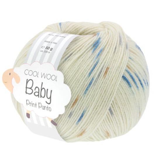 Lana Grossa Cool Wool Baby Garn Print 364 Creme/Kamel/Ljusgrå/Mörkgrå