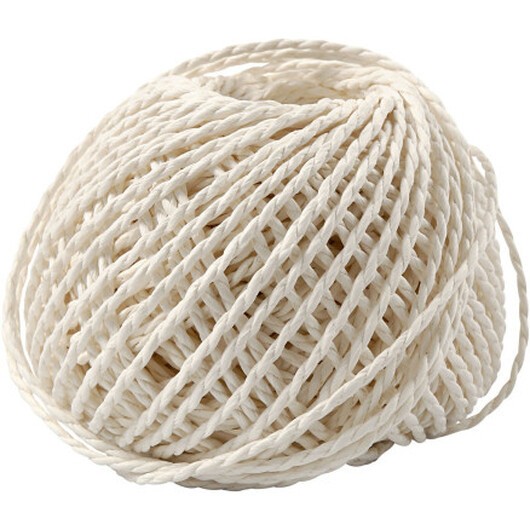 Paperyarn, tjocklek 2,5-3 mm, vit, 150 g, 40 m/ 1 nystan