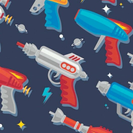 Bomullsjersey Print Tyg 150cm 001 Vattenpistoler - 50cm