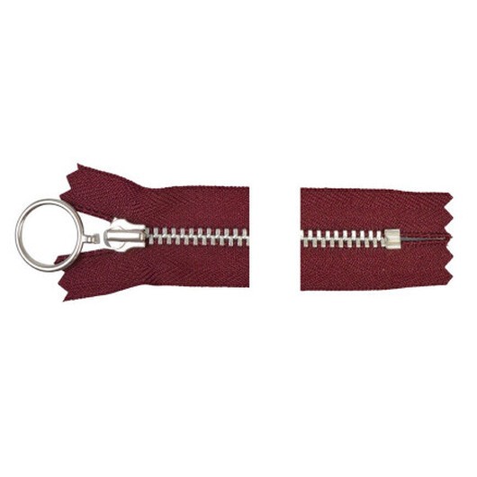 YKK Dragkedja/Blixtlås/Dragkedja Aluminium Fast m/Ring 20cm 4mm Bordeaux