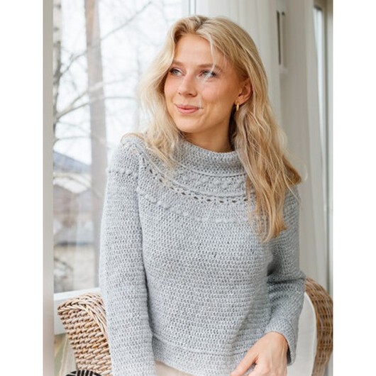 Silver Wreath by DROPS Design - Tröja Virkmönster str. S - XXXL