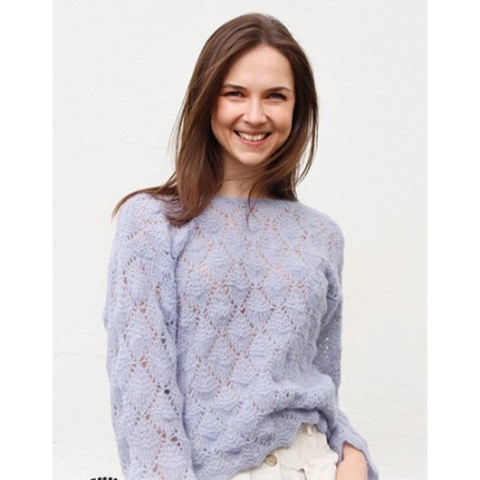 Lila Mist by DROPS Design - Tröja Stickmönster str. S - XXXL