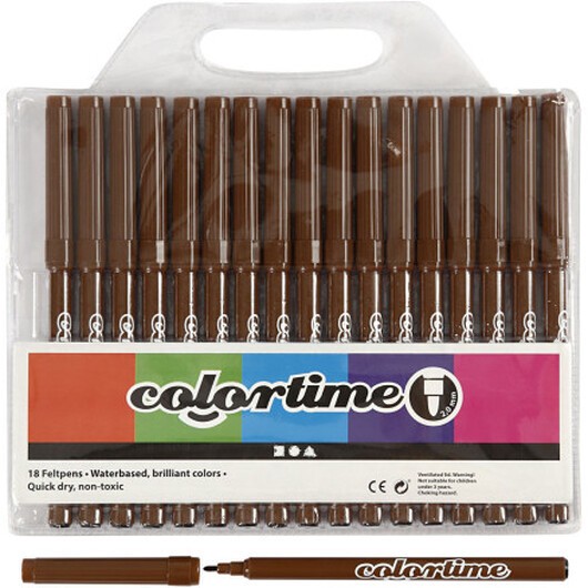 Colortime-pennor, spets 2 mm, brun, 18 st./ 1 förp.