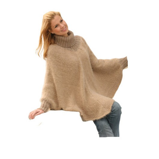 Hometown by DROPS Design - Poncho Stick-mönster S/M-XXL/XXXL