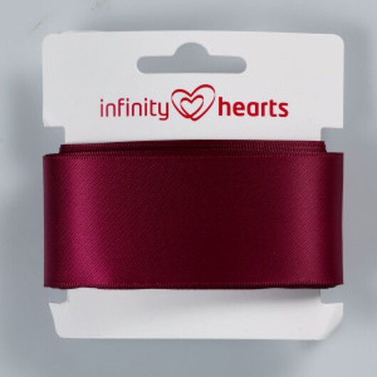 Infinity Hearts Satinband Dubbelsidigt 38mm 275 Vinrött - 5m