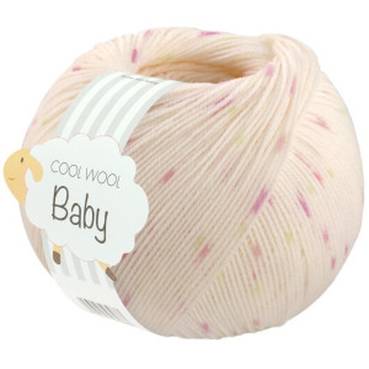 Lana Grossa Cool Wool Baby Garn Print 367 Vit/Rosa/Kiwi